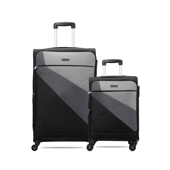 Vista Luggage Set of 2, black carry-on and jumbo suitcase travel combo by Carriall