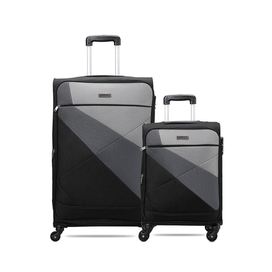 Vista Luggage Set of 2, black carry-on and jumbo suitcase travel combo by Carriall
