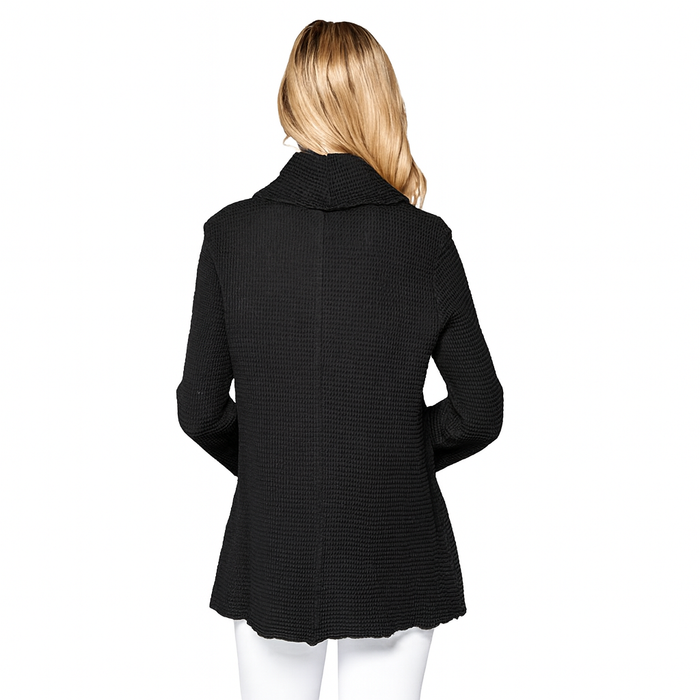 Waffle Cowl-Neck Tunic in Black - FW111-BLK