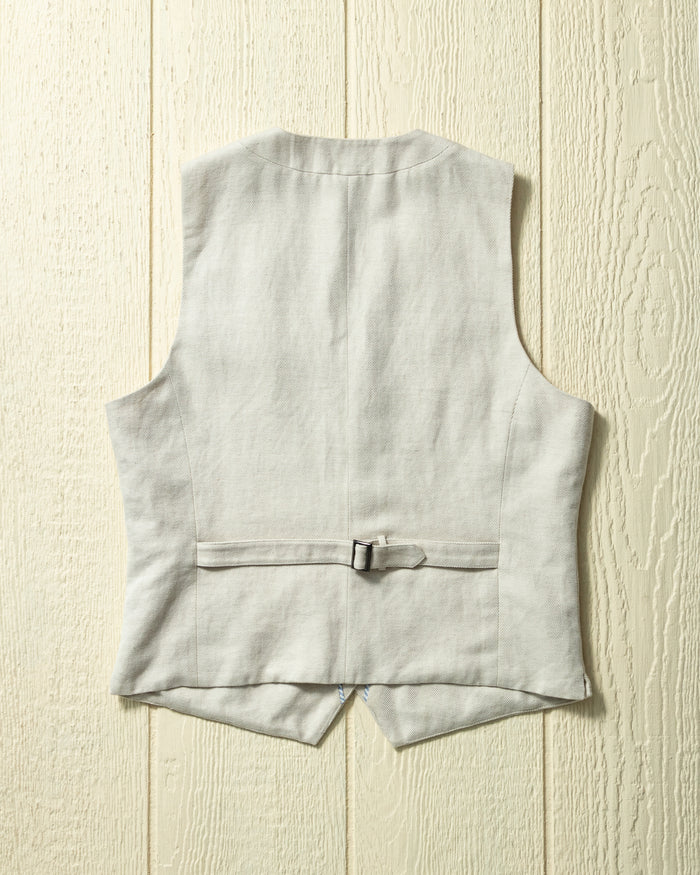 Waistcoat in Cotton Linen Herringbone Twill