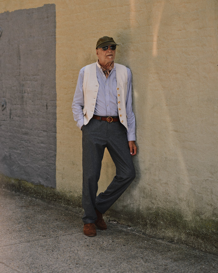 Waistcoat in Cotton Linen Herringbone Twill