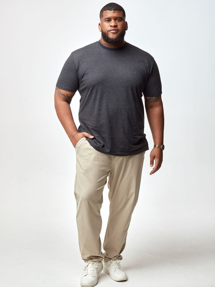 Steven is 6', 275lbs and wears a size 3XL # White & Grey 3-Pack | Subscription Crew or V-Neck Tees | Fresh Clean Threads