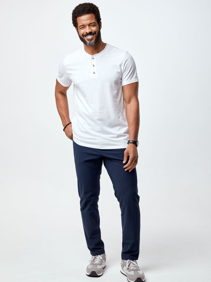Men's White Henley for Active Lifestyles # Men's SS Henley in White | Fresh Clean Threads