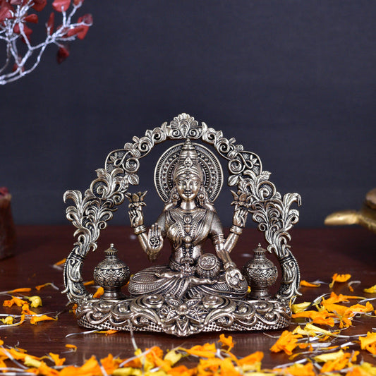 White Whale Superfine Brass Lakshmi Idol Hindu Laxmi Goddess Statue Home Office Showpiece Decor