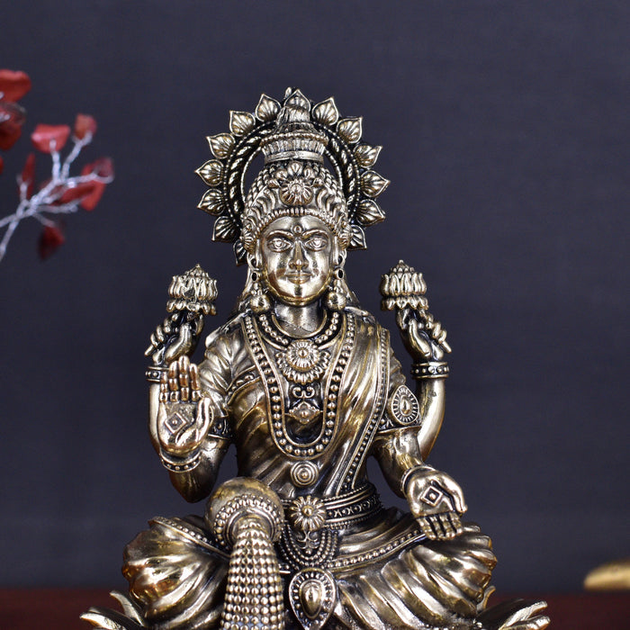 White Whale Superfine Brass Lakshmi Idol Hindu Laxmi Goddess Statue Home Office Showpiece Decor
