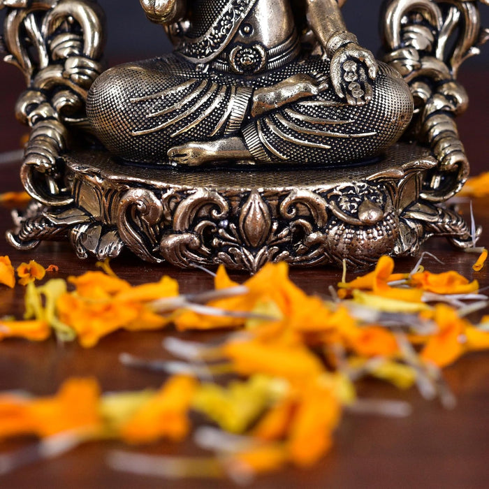 White Whale Superfine Brass Lakshmi Idol Hindu Laxmi Goddess Statue Home Office Showpiece Decor