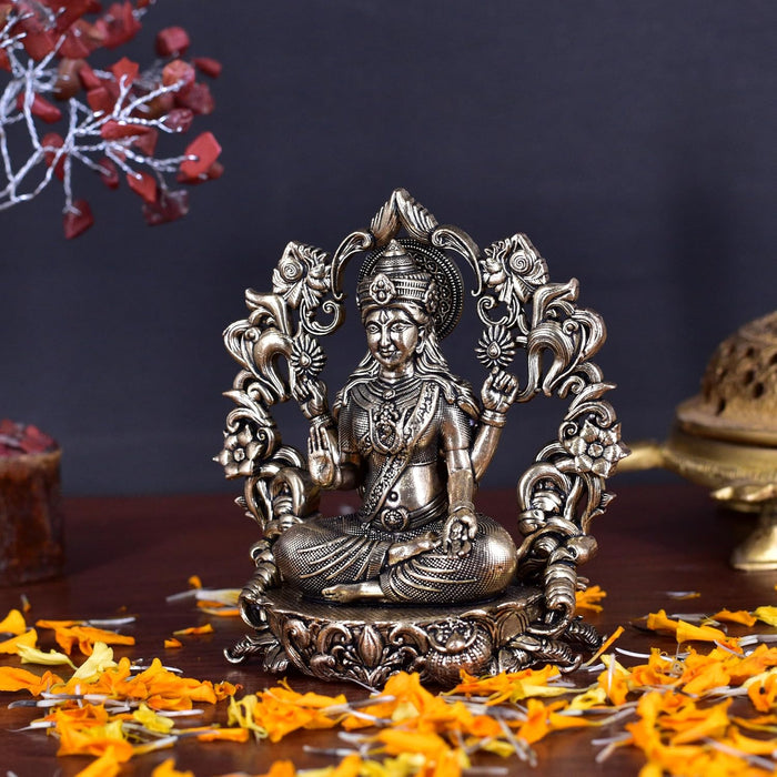 White Whale Superfine Brass Lakshmi Idol Hindu Laxmi Goddess Statue Home Office Showpiece Decor