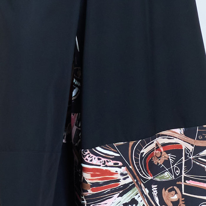Wide leg asymmetric abstract art panel trousers wholesale