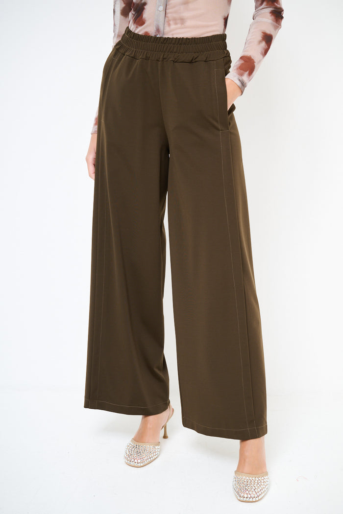Wide-leg trousers with elastic waistband wholesale