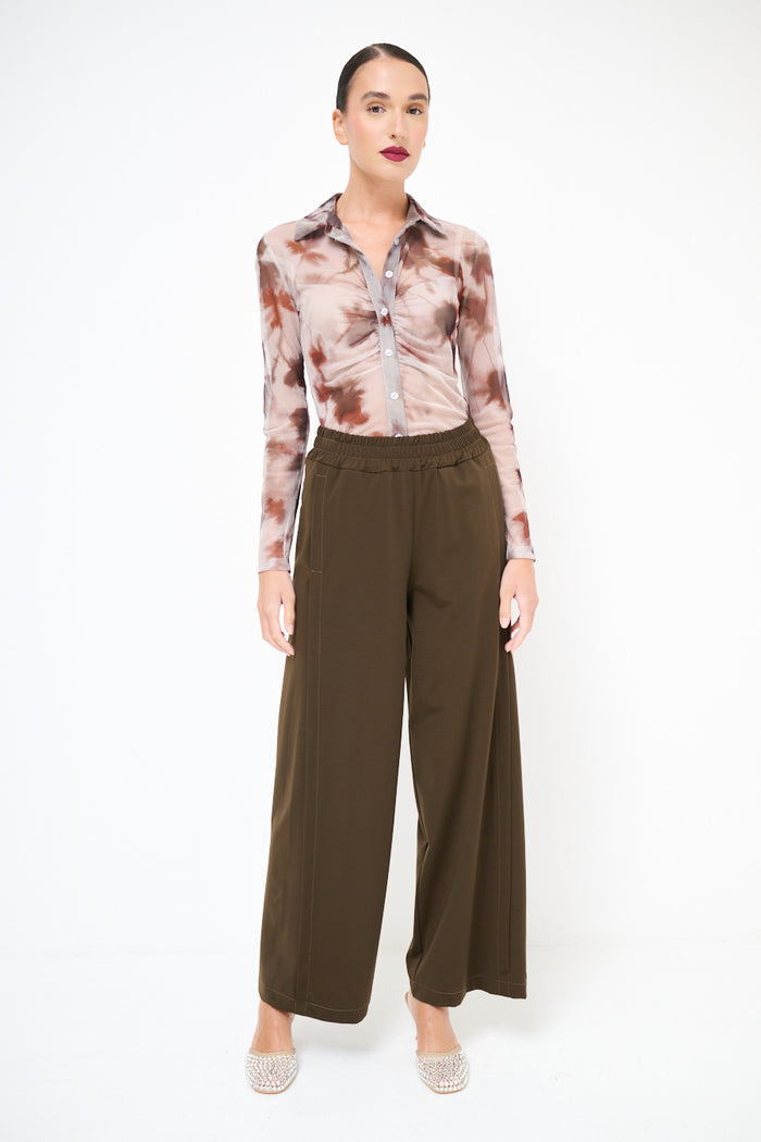 Wide-leg trousers with elastic waistband wholesale