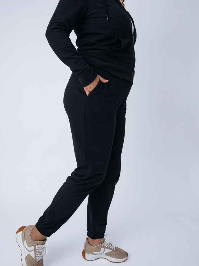 These joggers are breathable, soft, and sturdy # Women’s Terry Jogger Pack | Black + Odyssey Blue | Fresh Clean Threads