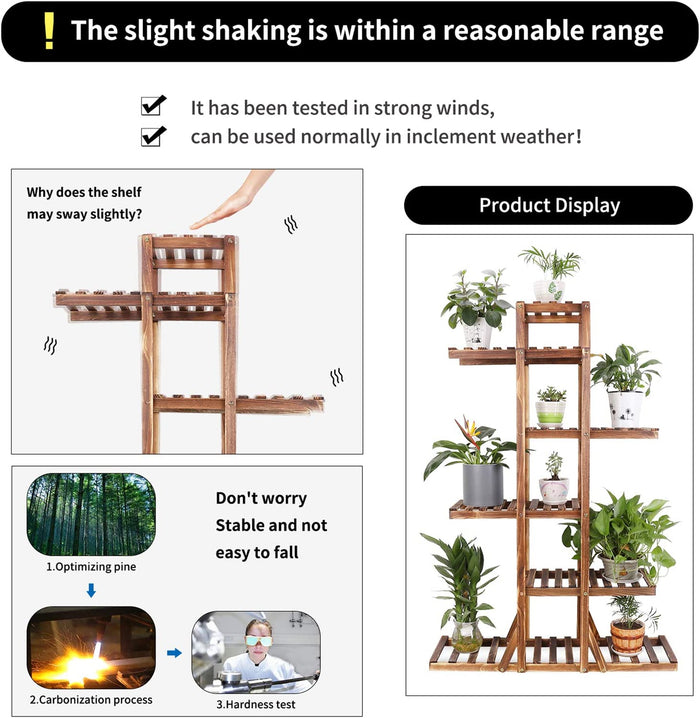 Wooden Plant Shelf - 6 Tier