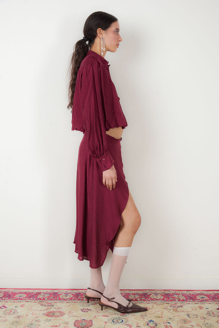 Wrap front slit flowy midi skirt wholesale