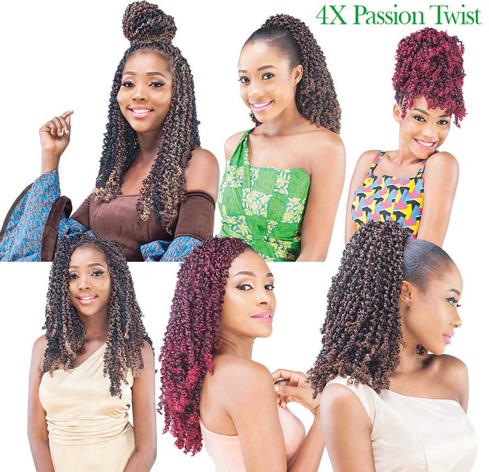 X-PRESSION 4X Passion Twist - Curly Spring Pre-twisted Braids Synthetic Crochet Hair Extensions 100 strands/pack
