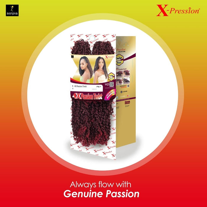 X-PRESSION 4X Passion Twist - Curly Spring Pre-twisted Braids Synthetic Crochet Hair Extensions 100 strands/pack