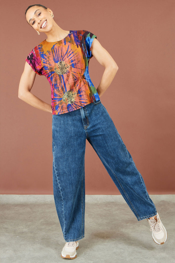 Multicolour Floral Mesh Top - Bascora